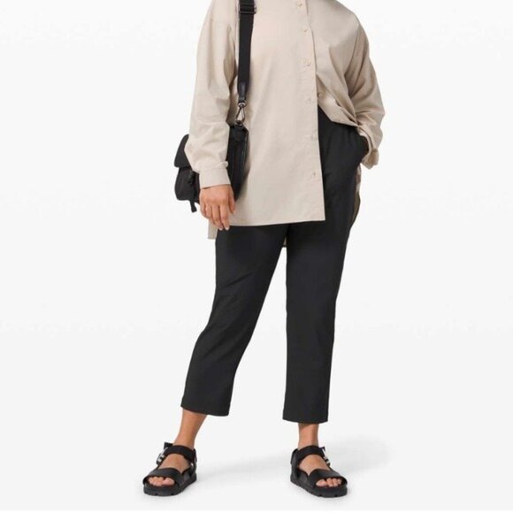 Lululemon High Rise Trouser Pants Athleisure Black Preppy Office Weekend Chic - Picture 11 of 11